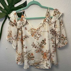 Floral Cold Shoulder Blouse with Ruffles! 🌼